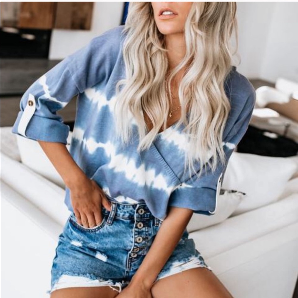 EUC Fate Tie Dye cotton wrap sweater